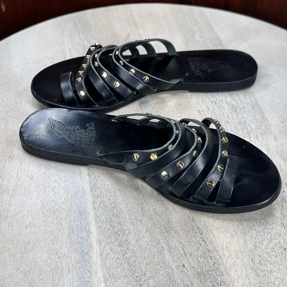 Ancient Greek Sandals Women Niki Nails Sandals Size 39 EU 9 US Black Leather